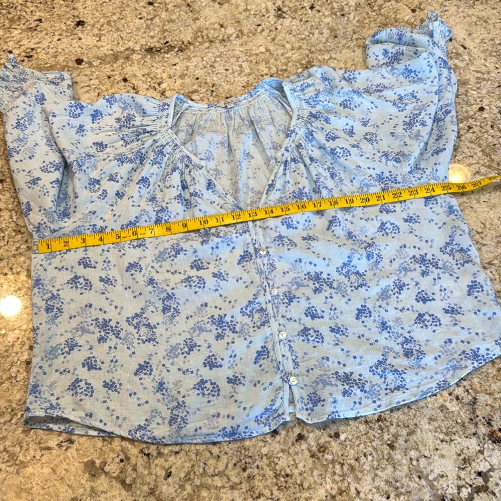 RAILS • Mariah Linen Blend Blue Floral Blouse • Size Large - Picture 11 of 11